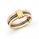 Élégance Française 3-row ring, pink, black and yellow gold 