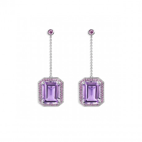 Como 1953 earrings in platinum with amethyst and pink sapphires