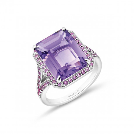 Como 1953 ring in platinum with amethyst and pink sapphires