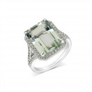 Como 1953 ring in platinum with green amethyst and green sapphires
