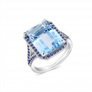 Como 1953 ring in platinum with blue topaz and sapphires
