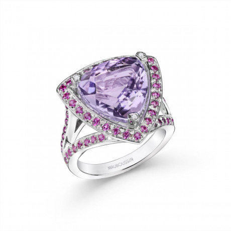 Couleur d'Emotions ring in platinum with rose de France and pink sapphires