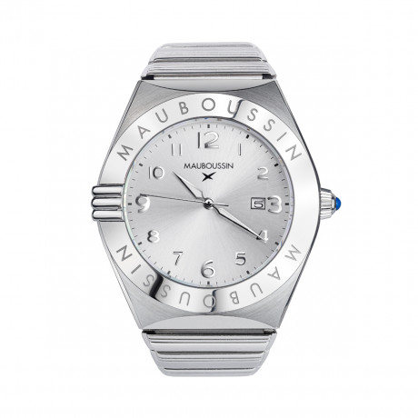 Mauboussin 1827 men's watch, stainless steel, sunray steel dial