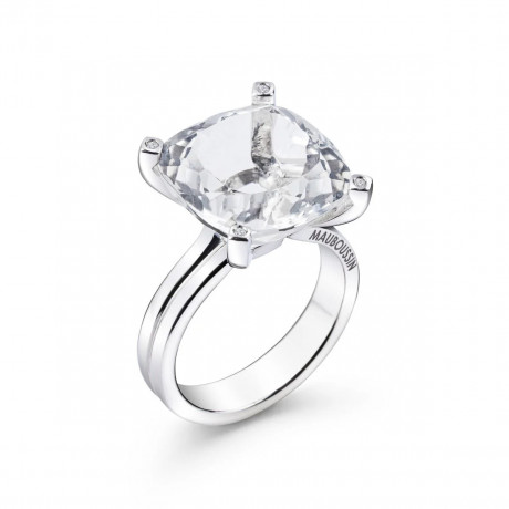 Belle Comme le Vent ring in silver with crystal quartz and diamonds