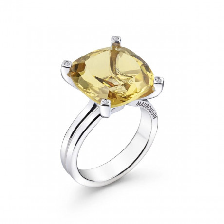 Belle Comme le Vent ring in silver with lemon quartz and diamonds