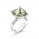 Belle Comme le Vent ring in silver with green amethyst and diamonds