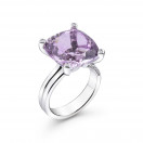 Belle Comme le Vent ring in silver with rose de France and diamonds