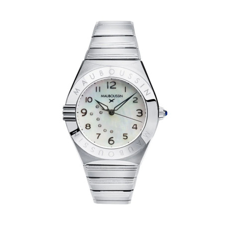 Mauboussin 1827 women's watch, stainless steel, mother-of-pearl and diamonds