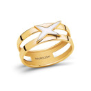 L'Étoile Arlequin ring, large model, yellow gold, white lacquer