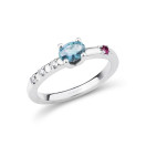 Trop Smart ring, silver, blue topaz, ruby and diamonds