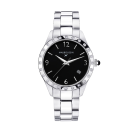 Il est Grand Temps watch, steel, black dial, diamonds, steel bracelet