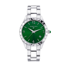 Il est Grand Temps watch, steel, green dial, diamonds, steel bracelet