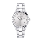 Il est Grand Temps watch, steel, silver sunray dial, diamonds, steel bracelet