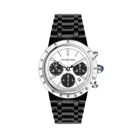 1827, L'Heure men's watch in steel and ceramic with automatic movement