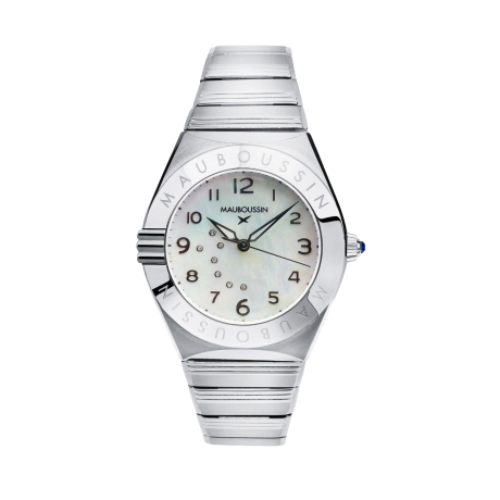 Mauboussin 1827 women's watch, stainless steel, mother-of-pearl and diamonds