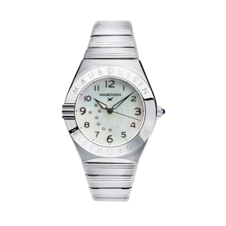 Mauboussin 1827 women's watch, stainless steel, mother-of-pearl and diamonds