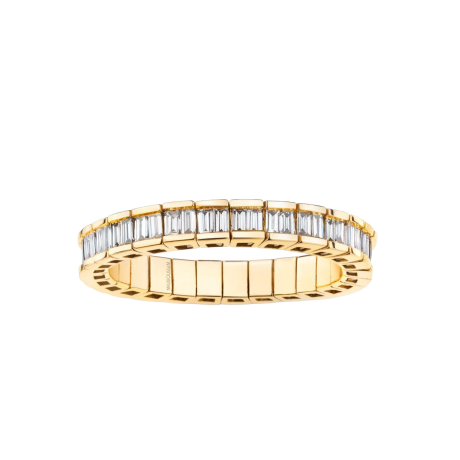 Un Chemin de Vie stretch wedding band, yellow gold with baguette-cut diamonds