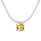 Belle comme le Vent pendant on chain in silver with lemon quartz and diamonds
