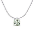 Belle comme le Vent pendant on chain in silver with green amethyst and diamonds
