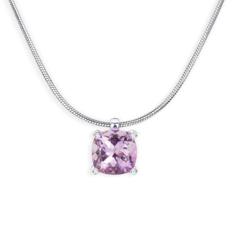 Belle comme le Vent pendant on chain in silver with rose de France and diamonds